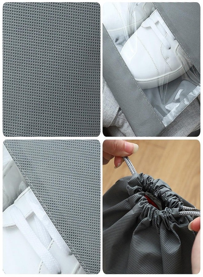 BluBasket Non-Woven Shoe Bags Pouches Travel Cover for Shoe Storage & Travelling Drawstring Bags Dust Cover, Grey (10) - Image 5